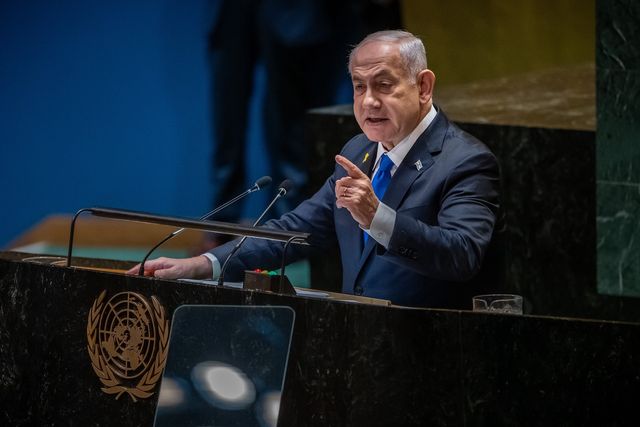 Israels Ministerpräsident Benjamin Netanjahu bei einer Rede in der UN-Vollversammlung 2024